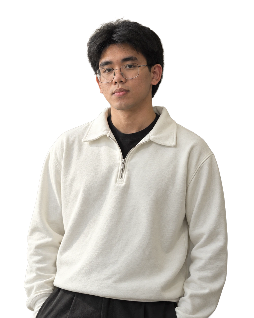 OJ Florendo Rayatchi wearing glasses and a cream top